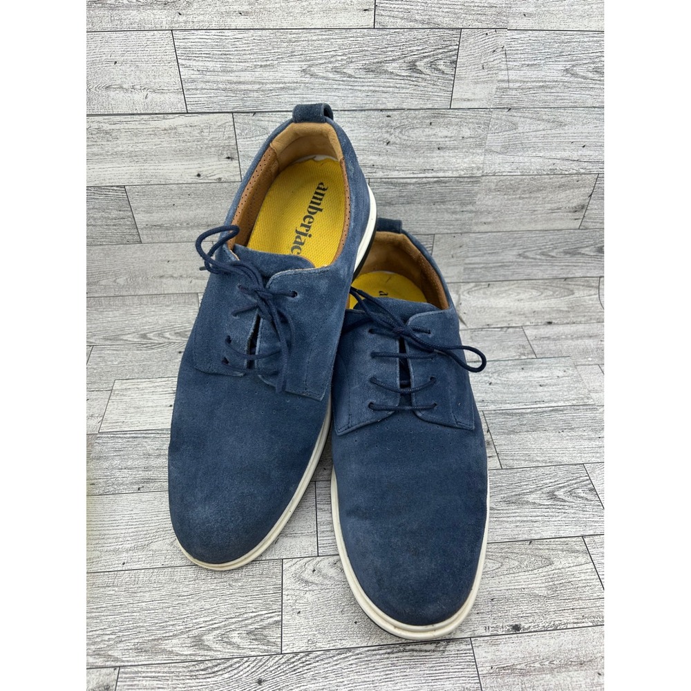 Amberjack The Original Navy Blue Suede Derby Dress Shoes Men Sz 10.5 Portugal